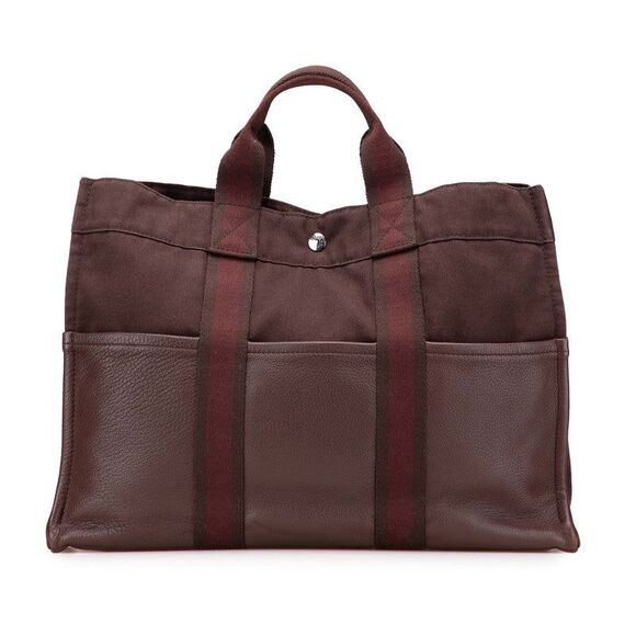 Hermes Fourre Tout MM Half Leather Tote Bag Canvas Leather - Picture 1 of 10
